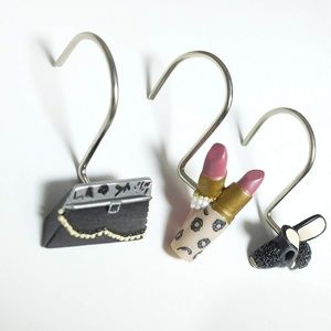 Lovehouse Resin Shower Curtain Hooks Handbag Heel Lipstick Set of 12